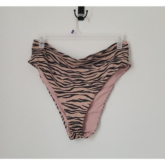 Aerie High Cut Cheeky Tan & Black Zebra Bikini Bottoms Size XXL - Picture 1 of 4
